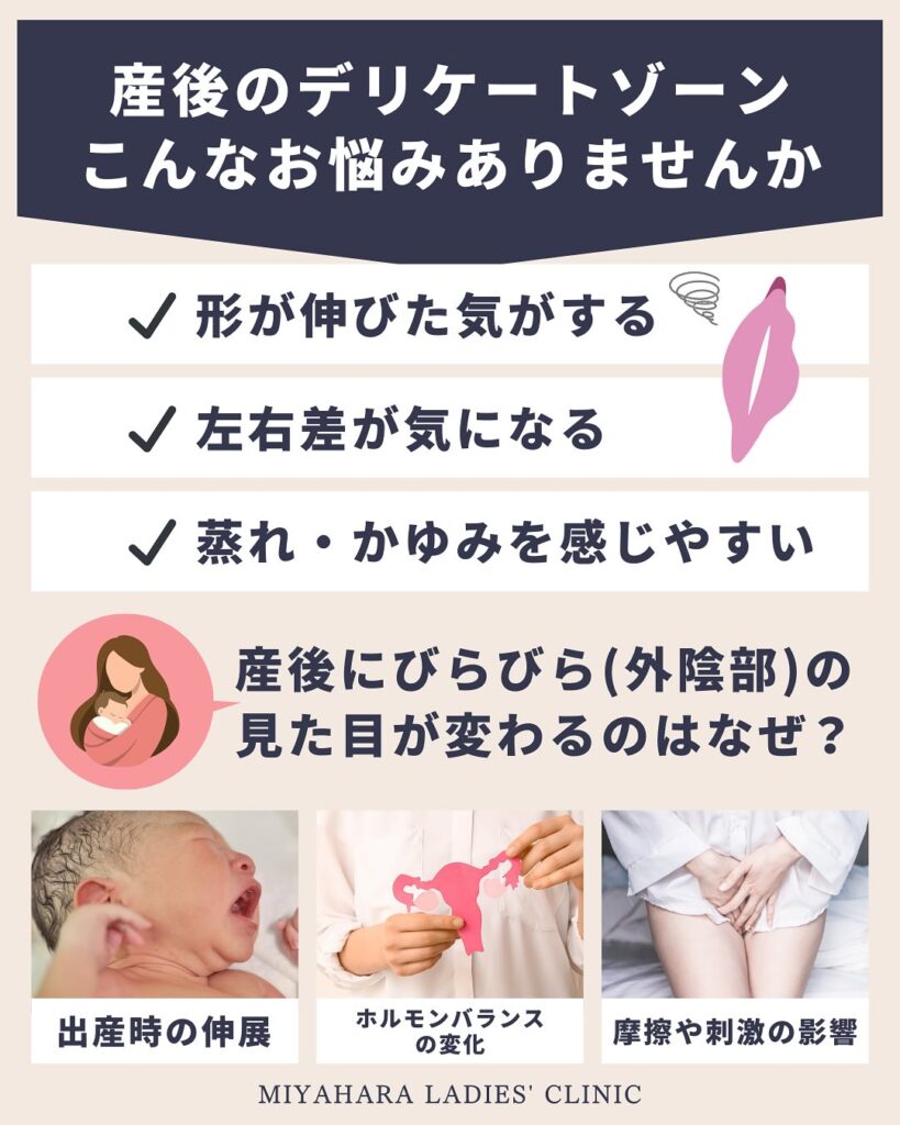 びらびらが片方だけ大きいのは大丈夫？原因・よくある悩み・施術方法を熊本の婦人科が解説